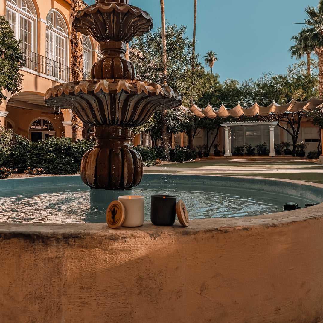 Fountain of youth non toxic best essential oil candle made with hemp and coconut wax. Perfect for Arizona southwestern or western home decor. Luxury Candle. 